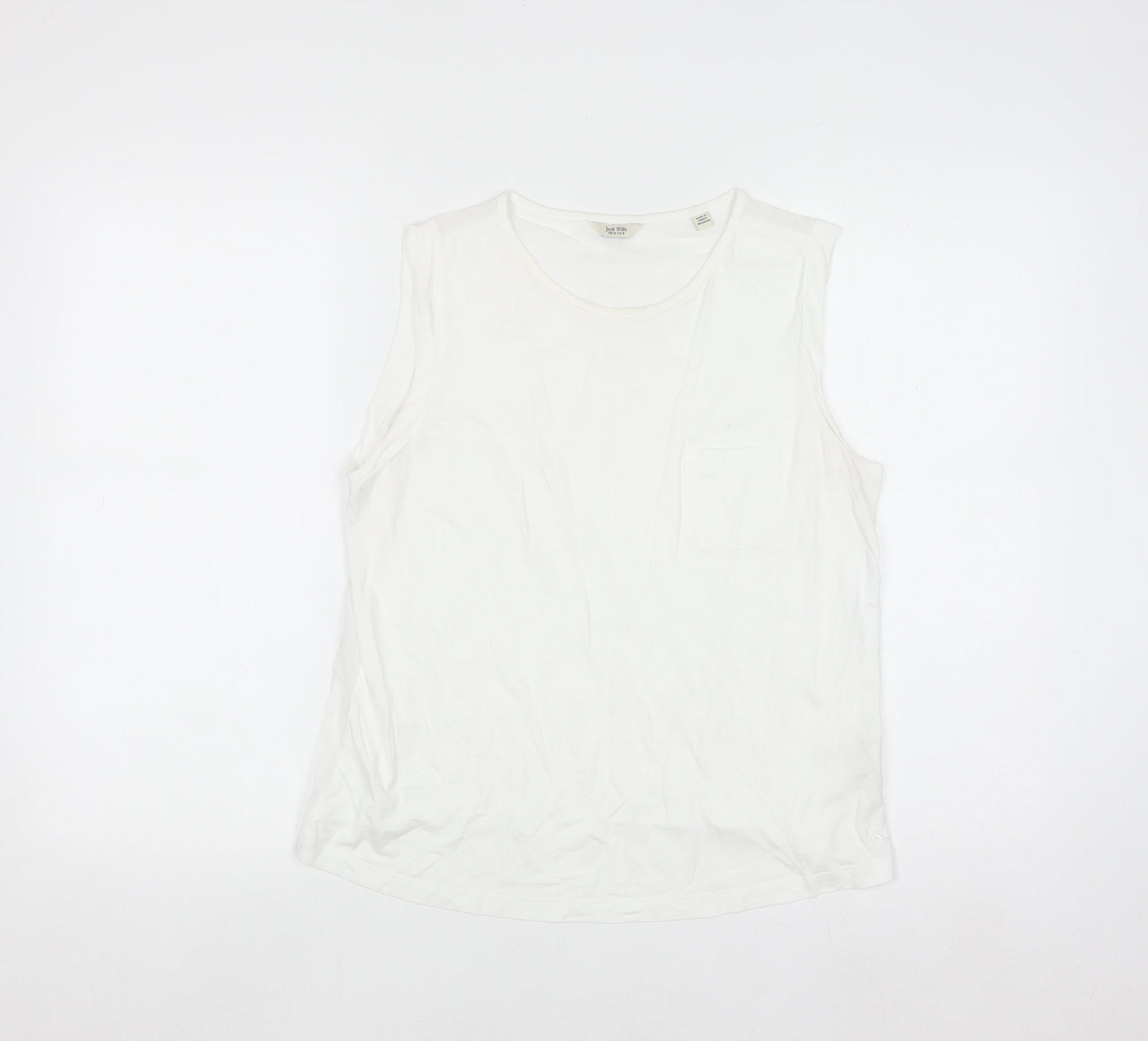 Jack Wills Women White Cotton Modal Tank Top UK 12