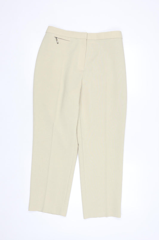 Marks and Spencer Women Beige Size 14 Short Dress Pants