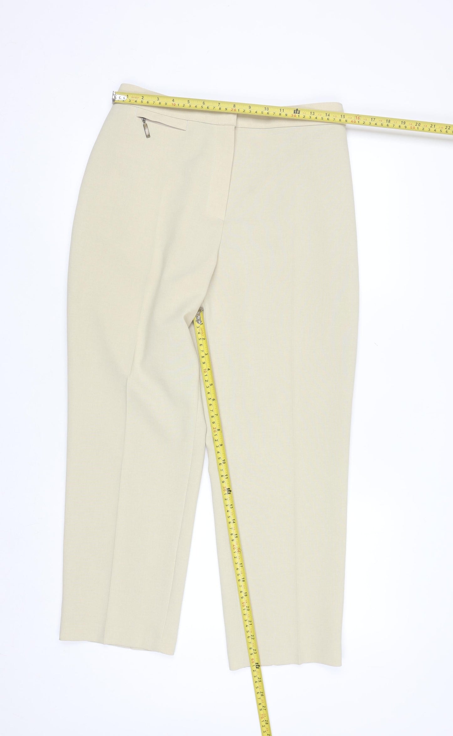 Marks and Spencer Women Beige Size 14 Short Dress Pants