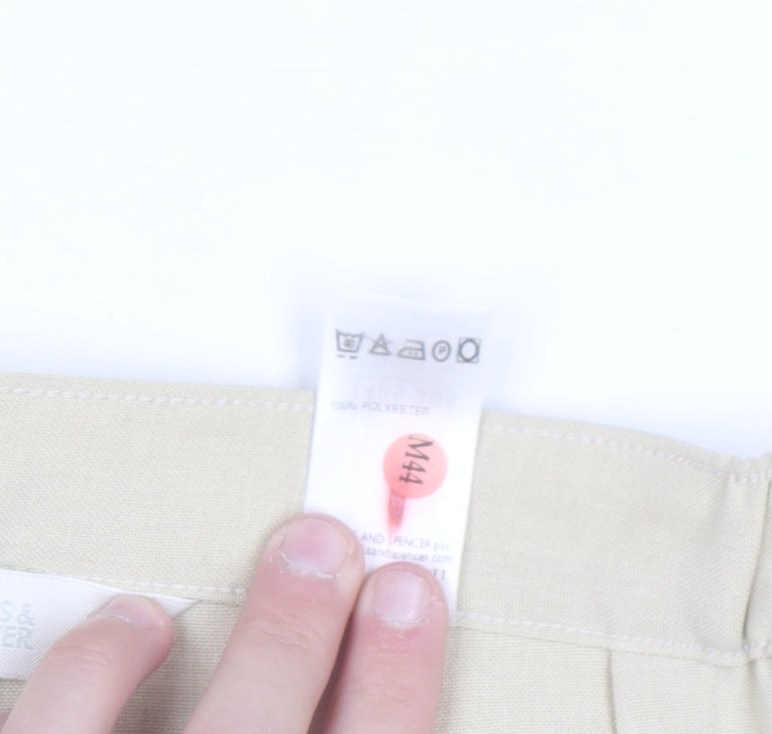 Marks and Spencer Women Beige Size 14 Short Dress Pants