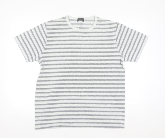 Primark Men’s Grey Striped Crew Neck Short Sleeve T-Shirt Size L