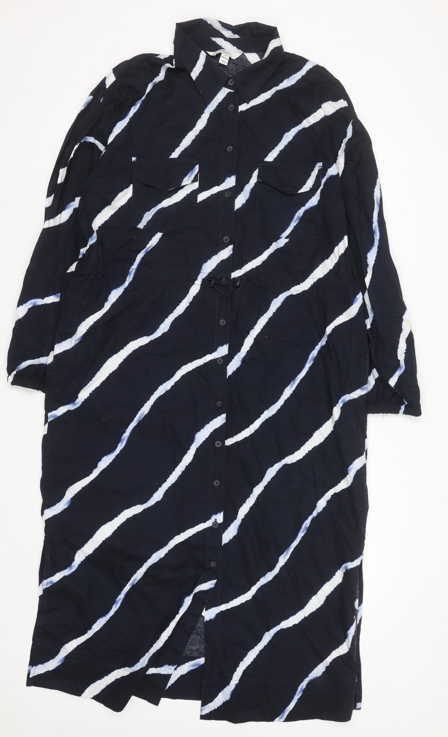 Marks and Spencer Women Blue Tie Dye Shirt Dress Size 14