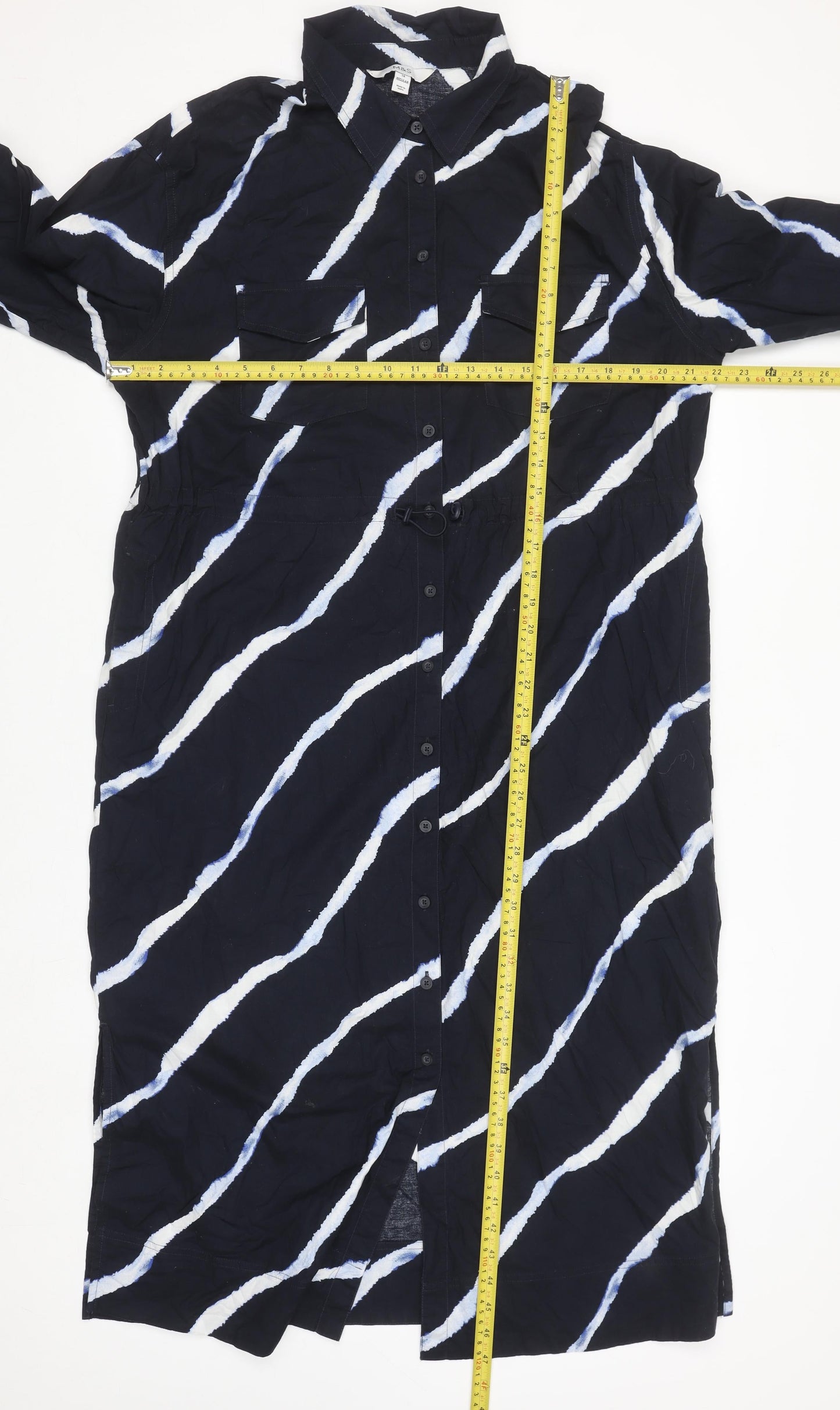 Marks and Spencer Women Blue Tie Dye Shirt Dress Size 14