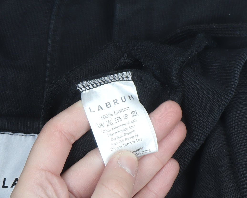 Labrum Men's Black Full Zip Hoodie Size M Cotton Fleece