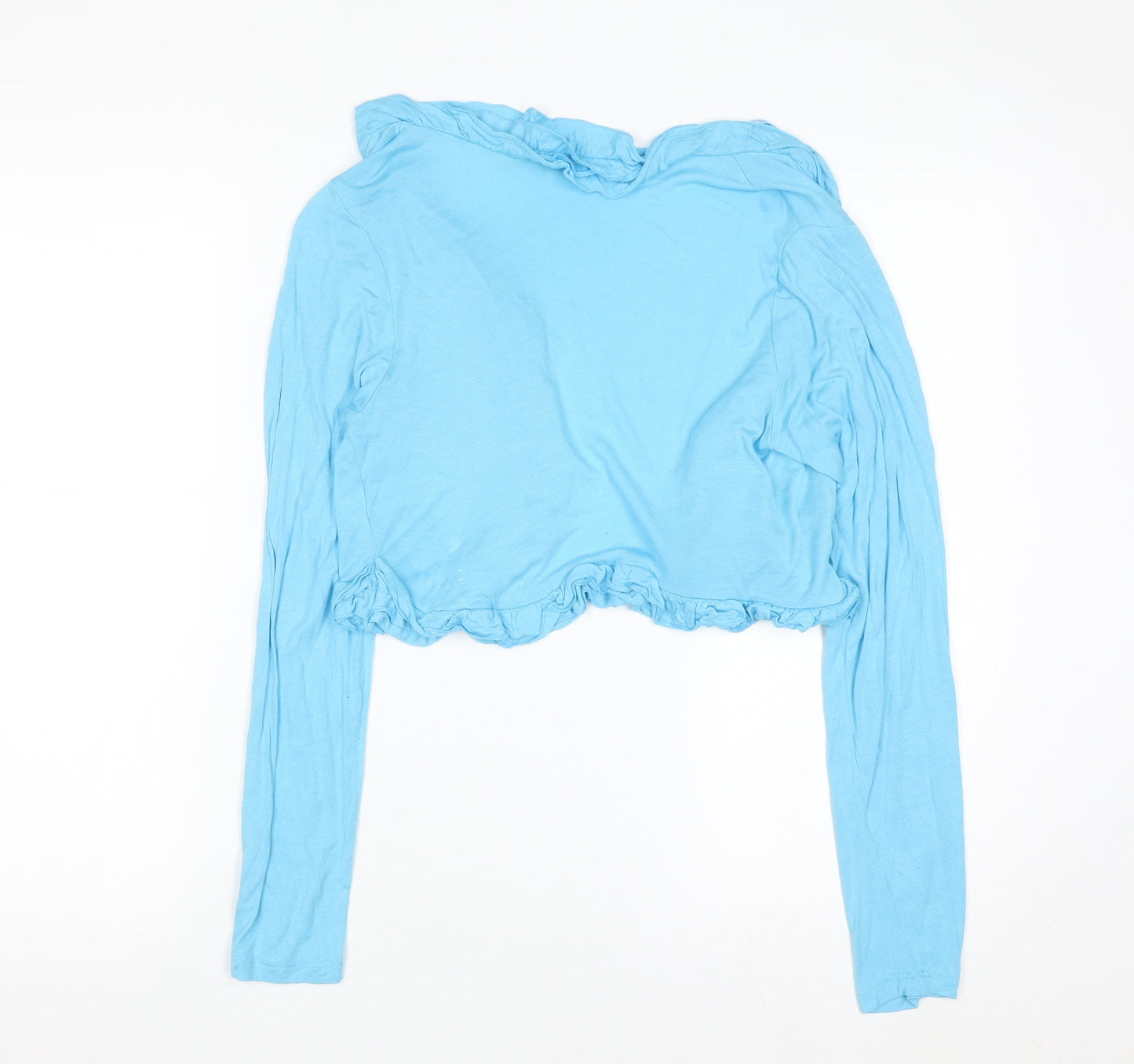 Dunnes Women Blue Long Sleeve Ruffle Cardigan Size 14