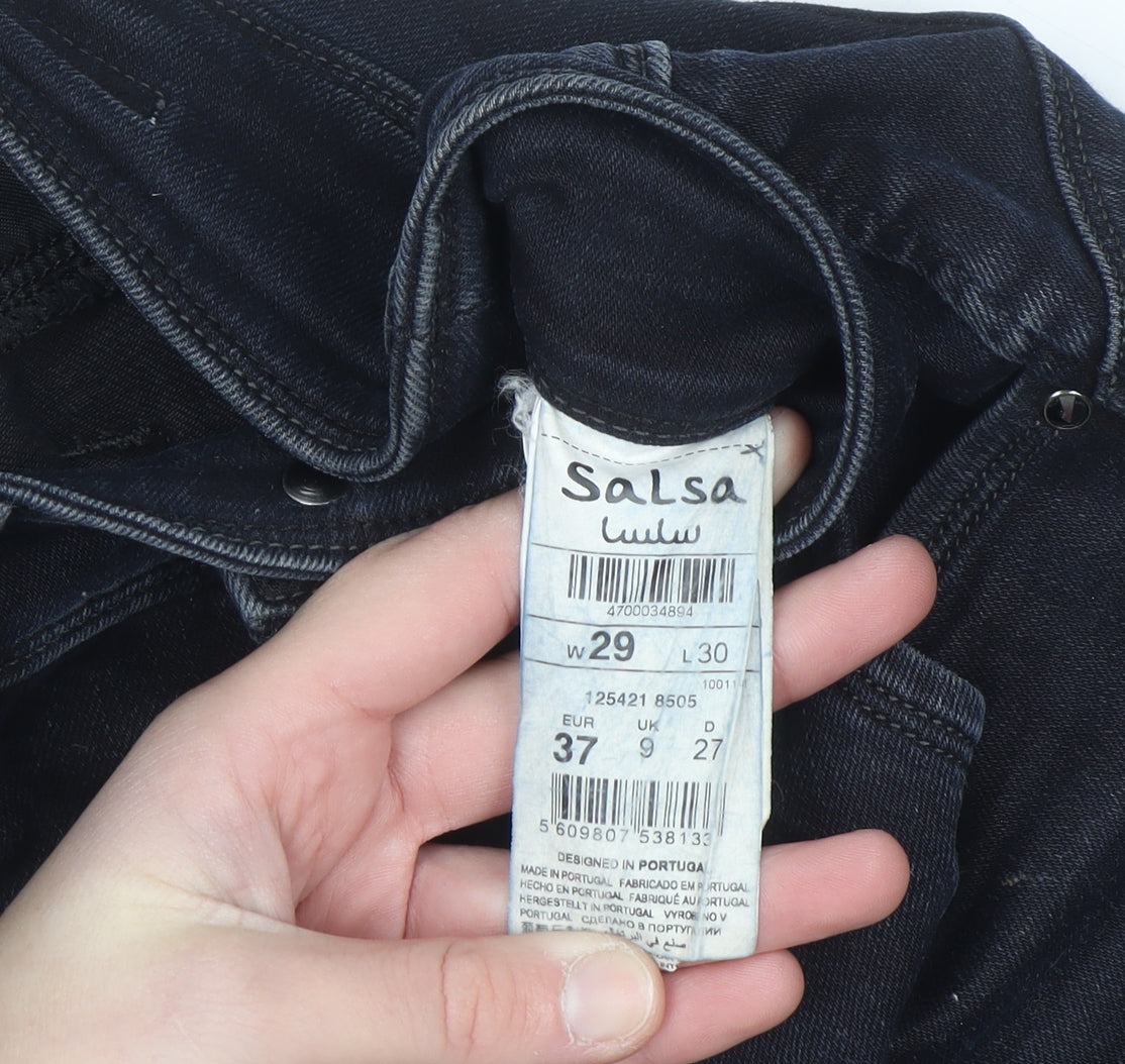 Salsa Women’s Black Skinny Jeans Size 9 Mid Rise Stretch Denim