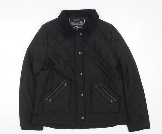 Denim Co Women’s Black Quilted Short Jacket Size 12 Classic Style