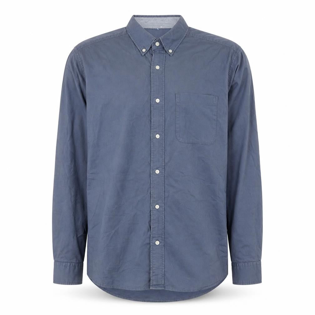 Next Men Blue Cotton Long Sleeve Button-Down Shirt M