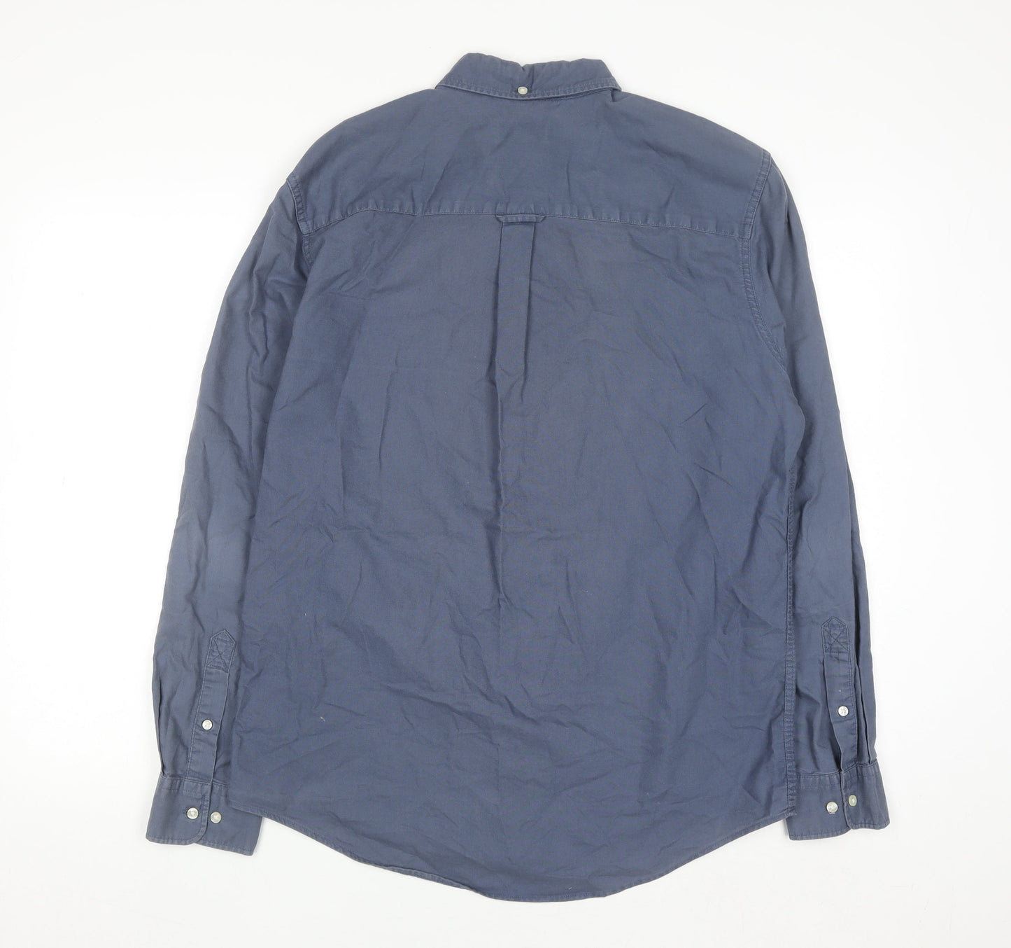 Next Men Blue Cotton Long Sleeve Button-Down Shirt M