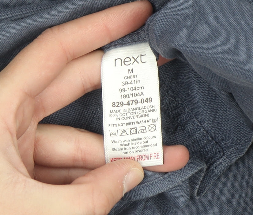 Next Men Blue Cotton Long Sleeve Button-Down Shirt M