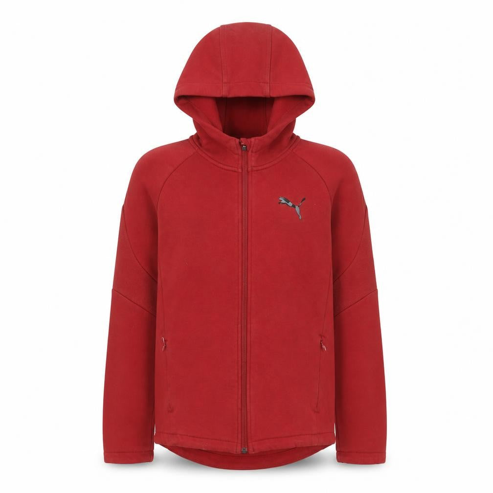 Puma Boys Red Full Zip Hoodie 11-12 Years Cotton Blend Sportswear