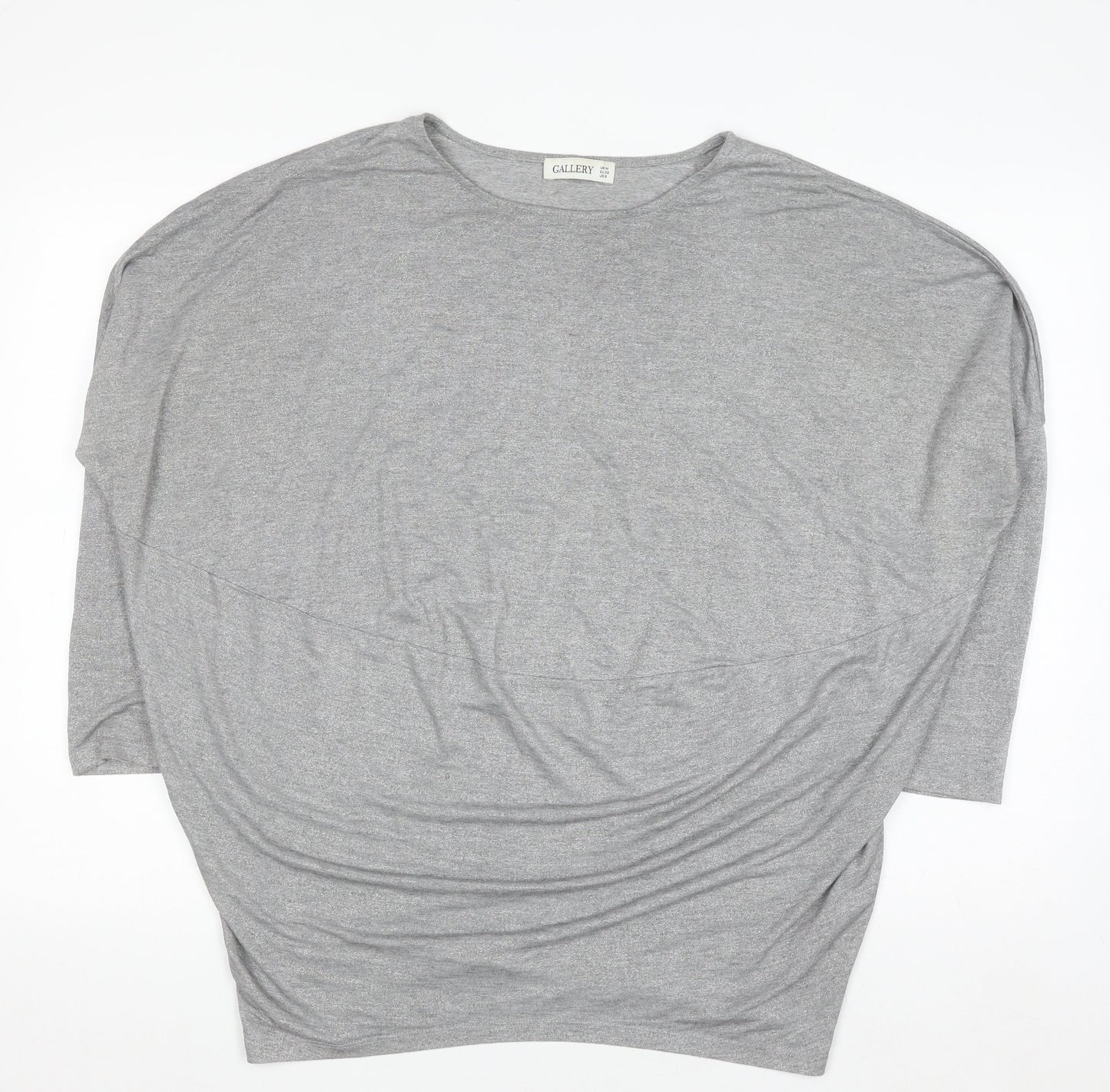 Gallery Women's Grey 3/4 Sleeve Relaxed Fit Jersey Top M