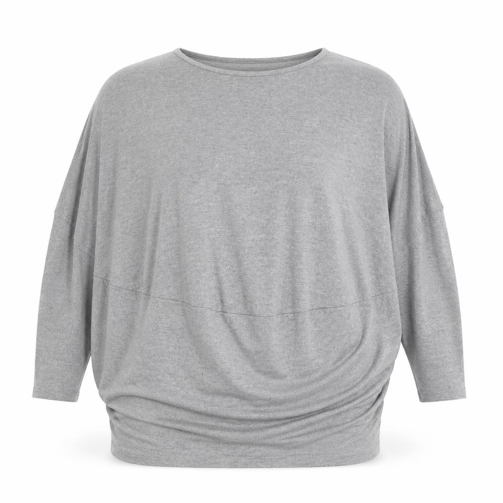 Gallery Women's Grey 3/4 Sleeve Relaxed Fit Jersey Top M