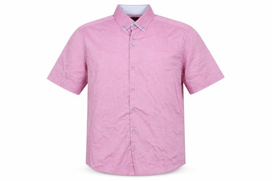 6th Sense Men's Pink Cotton Short Sleeve Button-Up Shirt L