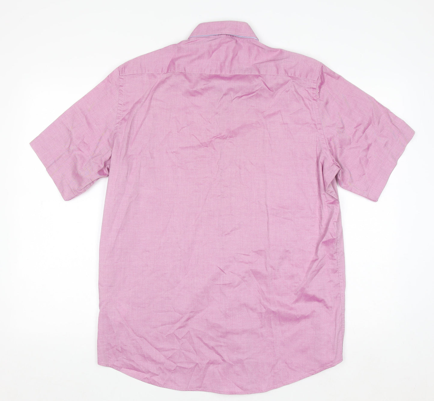 6th Sense Men's Pink Cotton Short Sleeve Button-Up Shirt L