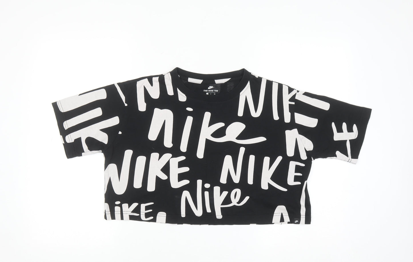 Nike Womens Black Cropped Athletic T-Shirt Size S
