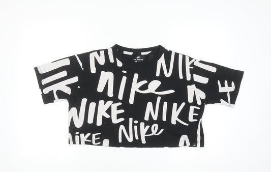 Nike Womens Black Cropped Athletic T-Shirt Size S