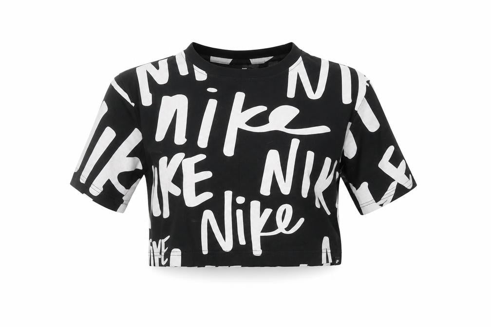 Nike Womens Black Cropped Athletic T-Shirt Size S