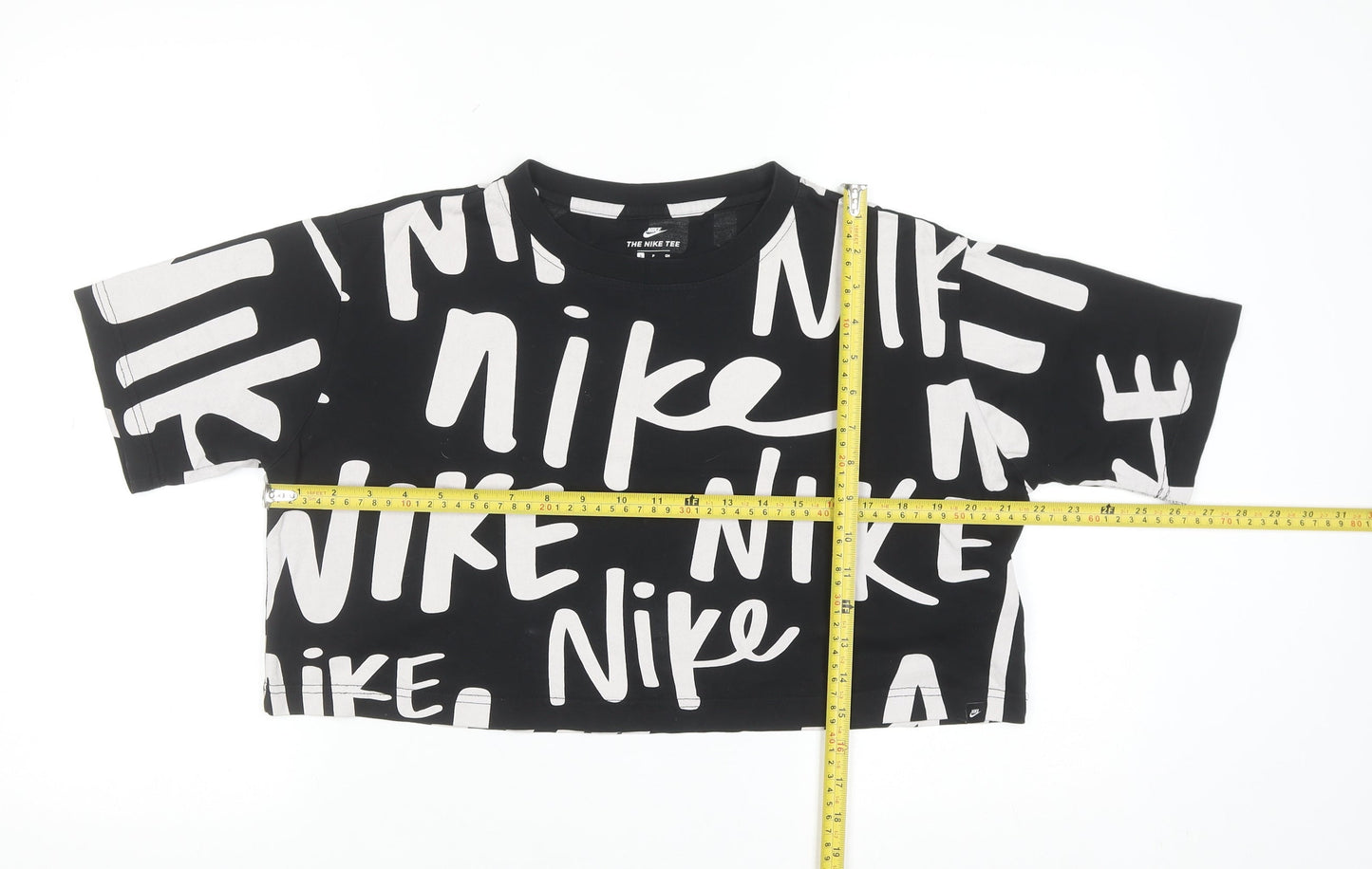 Nike Womens Black Cropped Athletic T-Shirt Size S