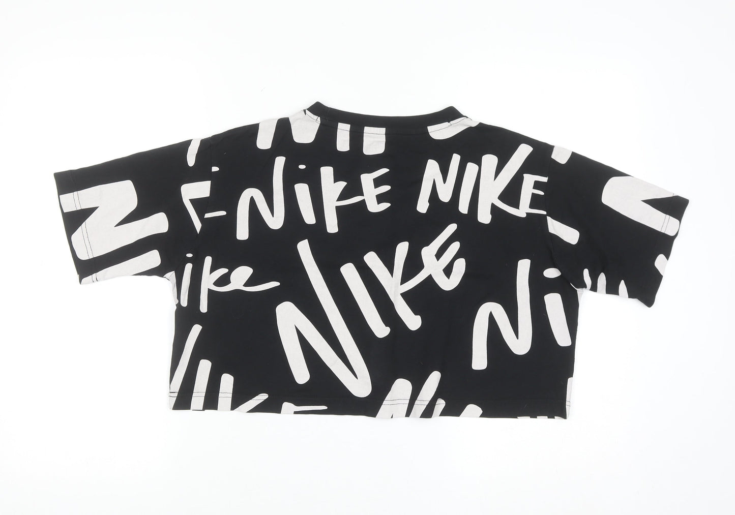 Nike Womens Black Cropped Athletic T-Shirt Size S