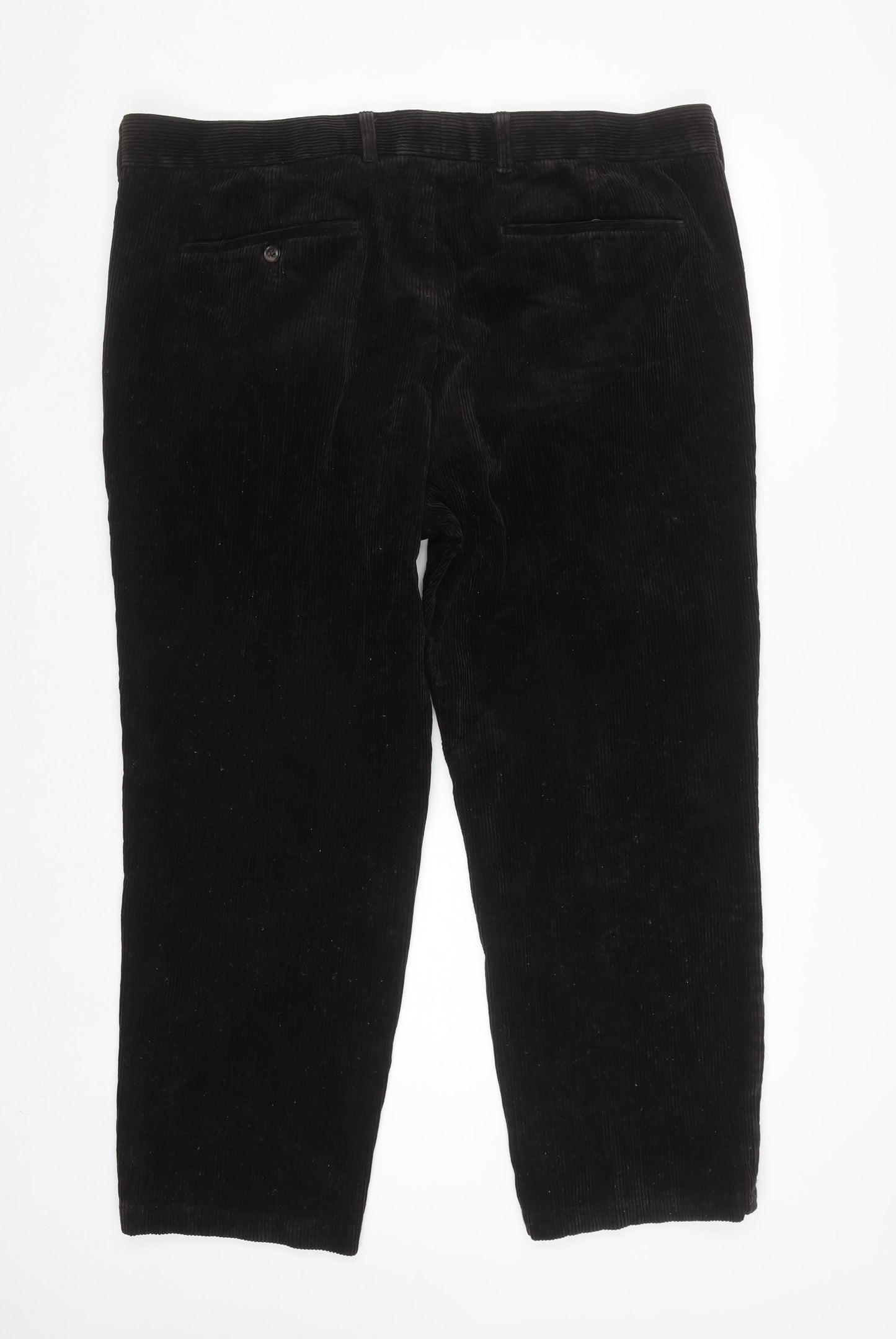 Marks and Spencer Men's Black Corduroy Regular Fit Trousers 42x29
