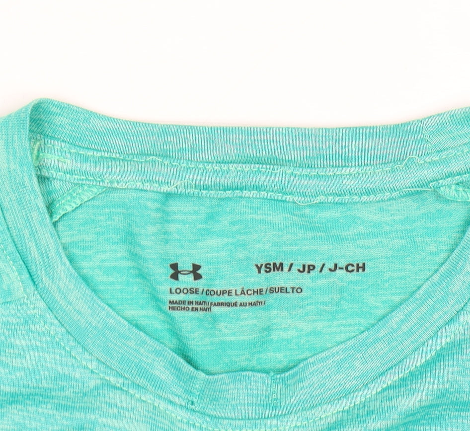 Under Armour Boys Green Short Sleeve Loose Fit T-Shirt Size Small