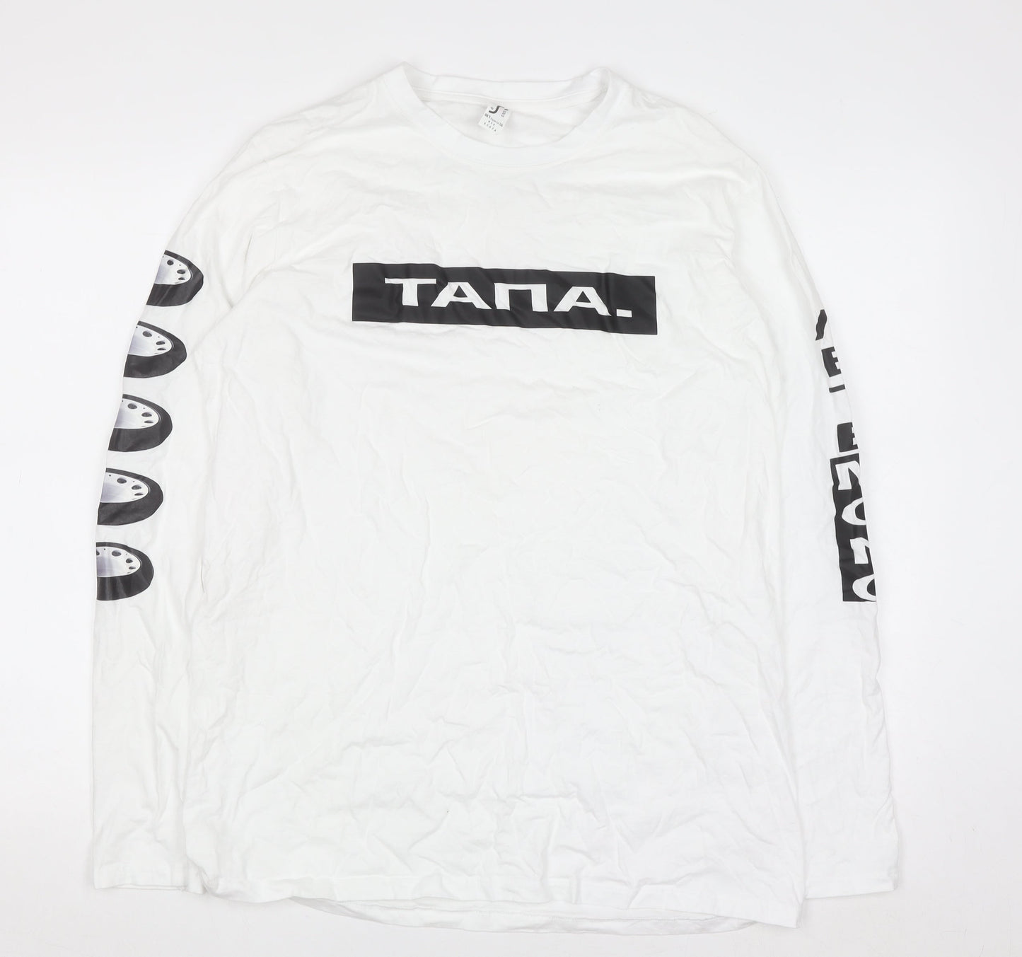SOL'S Men's White XL Long Sleeve Graphic Print Top