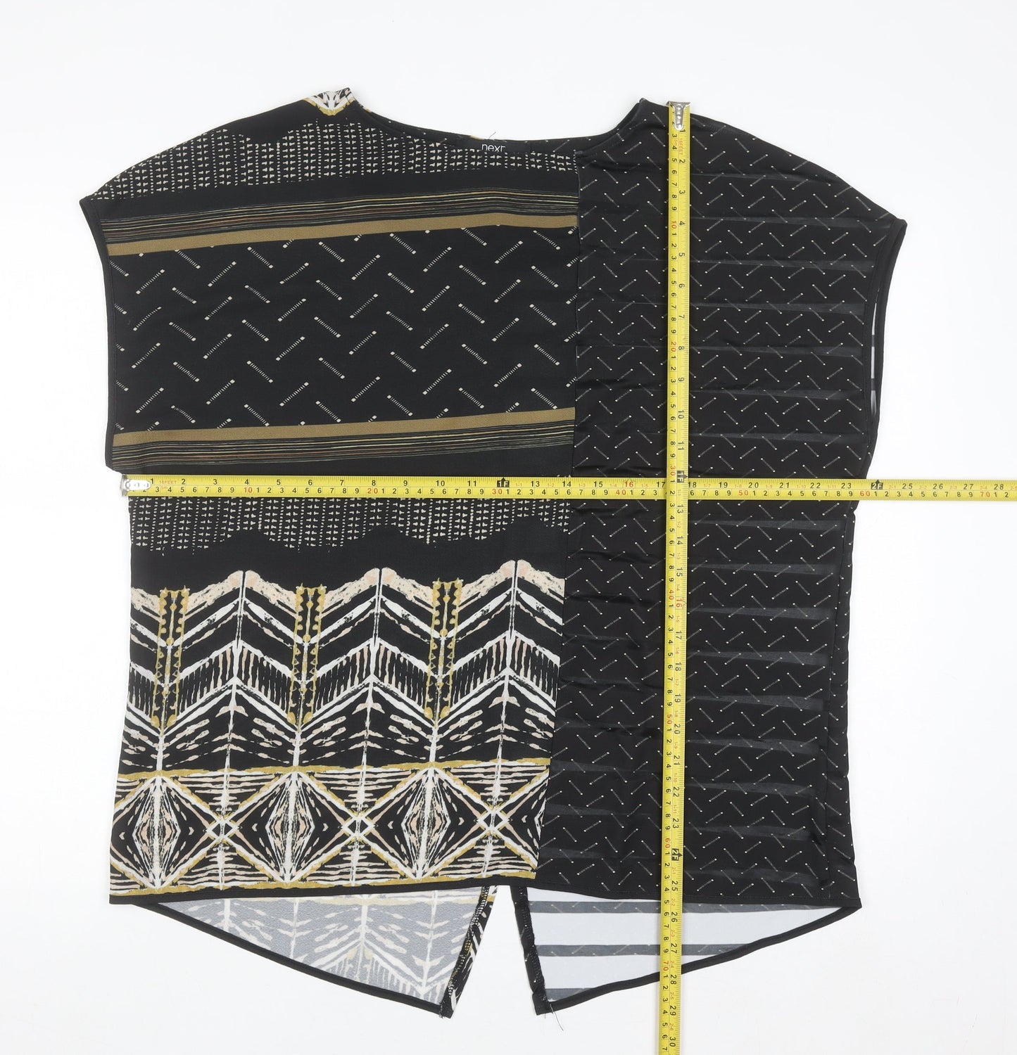 Next Womens Black Geometric Tunic Blouse Size 16
