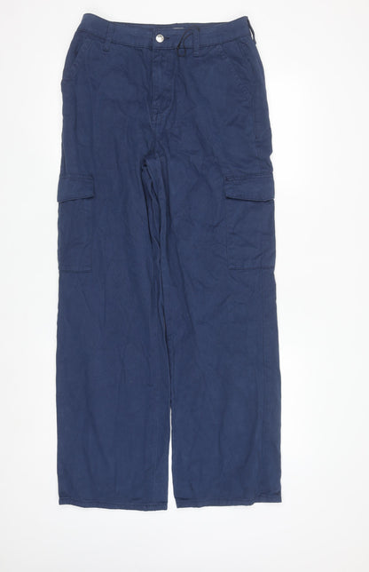 Preloved Denim Co Womens Blue Cargo Trousers Size 10 Cotton Casual - Front