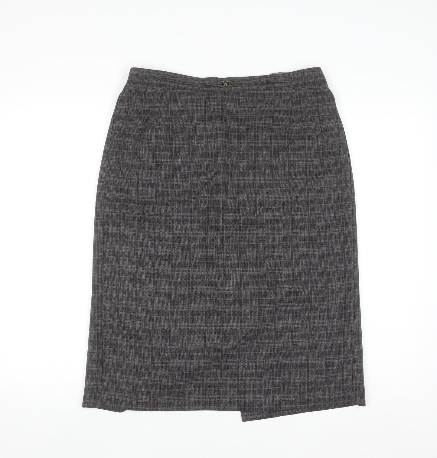 Mystify Women’s Grey Checked Pencil Skirt Size 12 Elastic Waist Lined