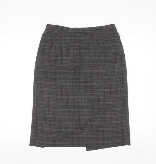 Mystify Women’s Grey Checked Pencil Skirt Size 12 Elastic Waist Lined
