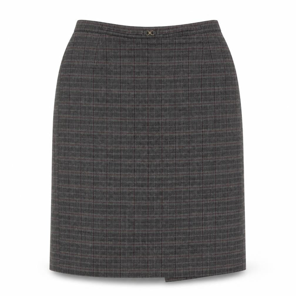 Mystify Women’s Grey Checked Pencil Skirt Size 12 Elastic Waist Lined