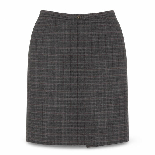 Mystify Women’s Grey Checked Pencil Skirt Size 12 Elastic Waist Lined