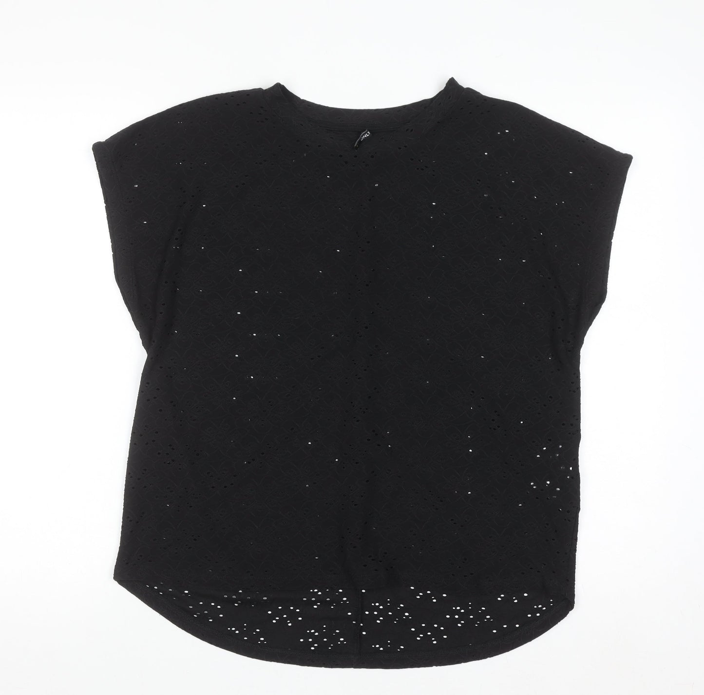 ONLY Women's Black Lace Short Sleeve Blouse Size M