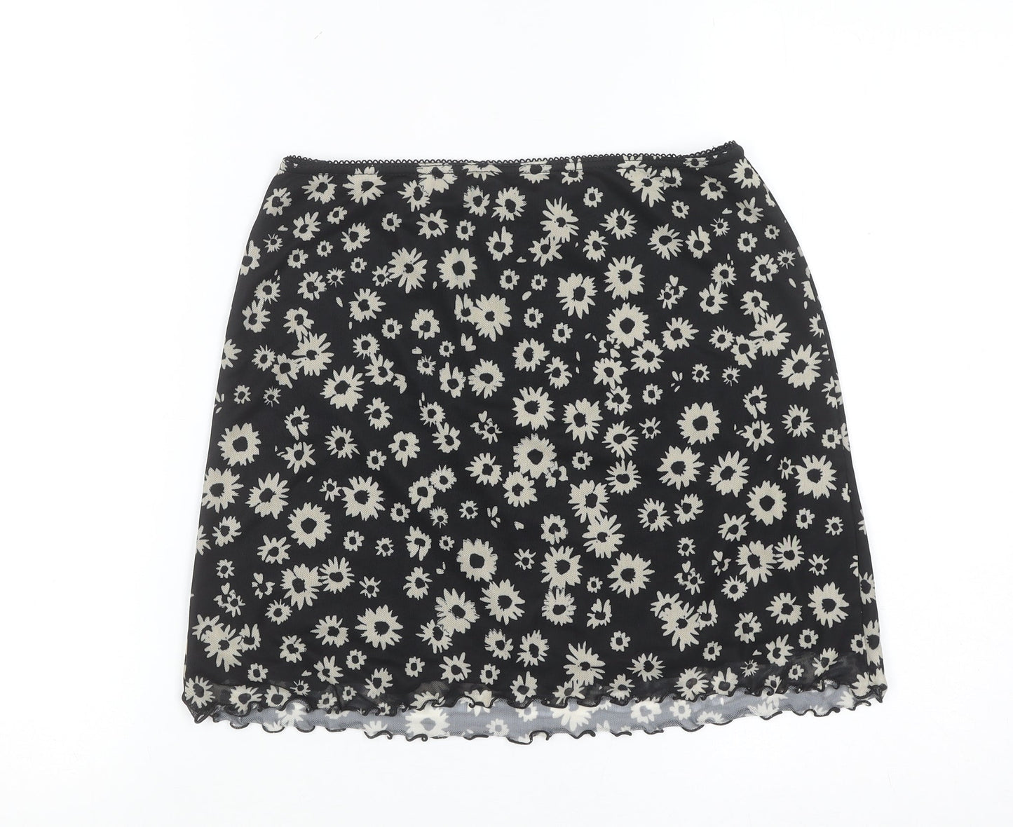 Urban Outfitters Women Black Floral Stretch Short Skirt S