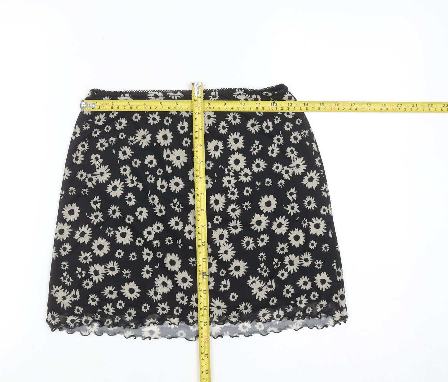 Urban Outfitters Women Black Floral Stretch Short Skirt S