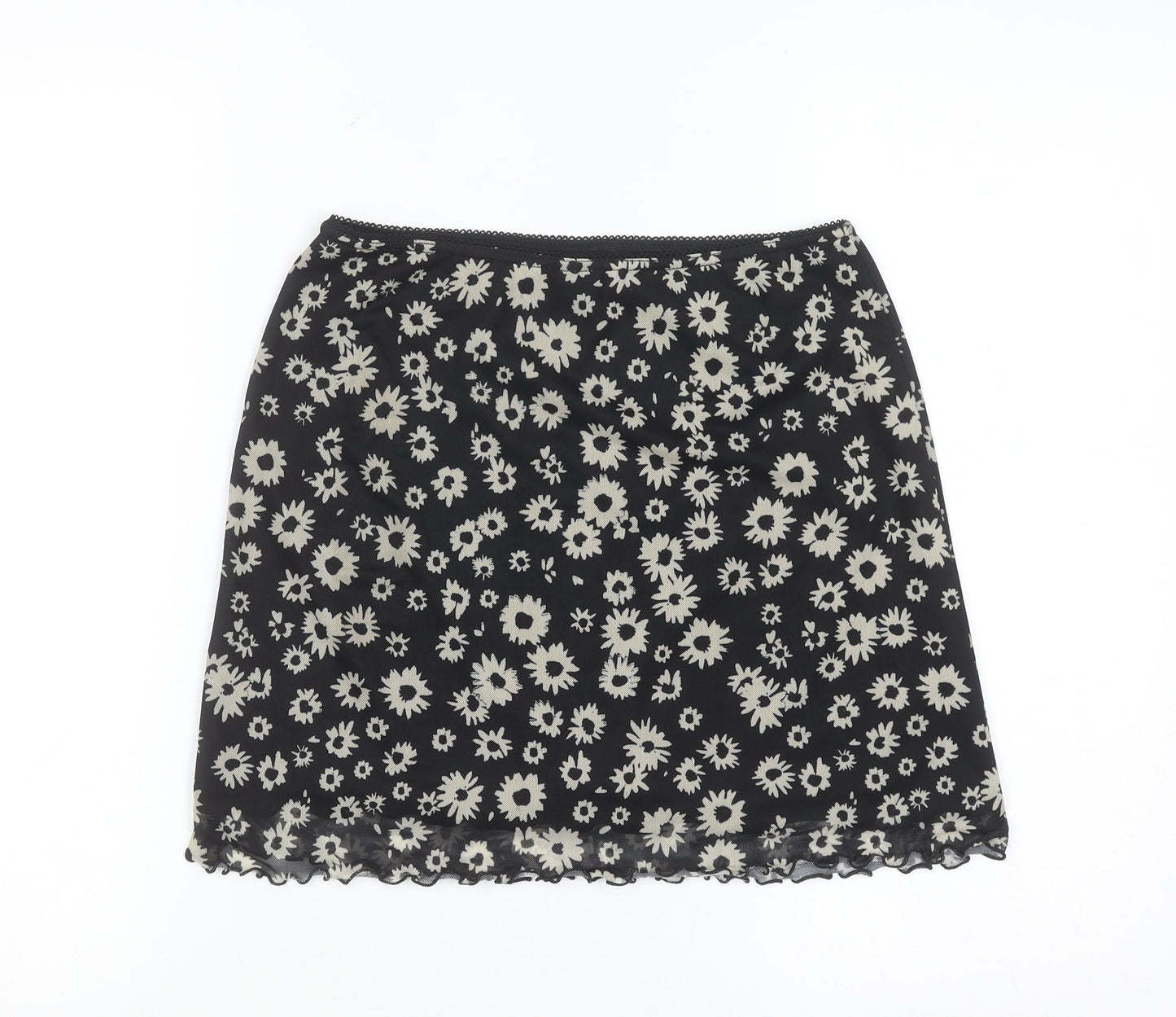 Urban Outfitters Women Black Floral Stretch Short Skirt S
