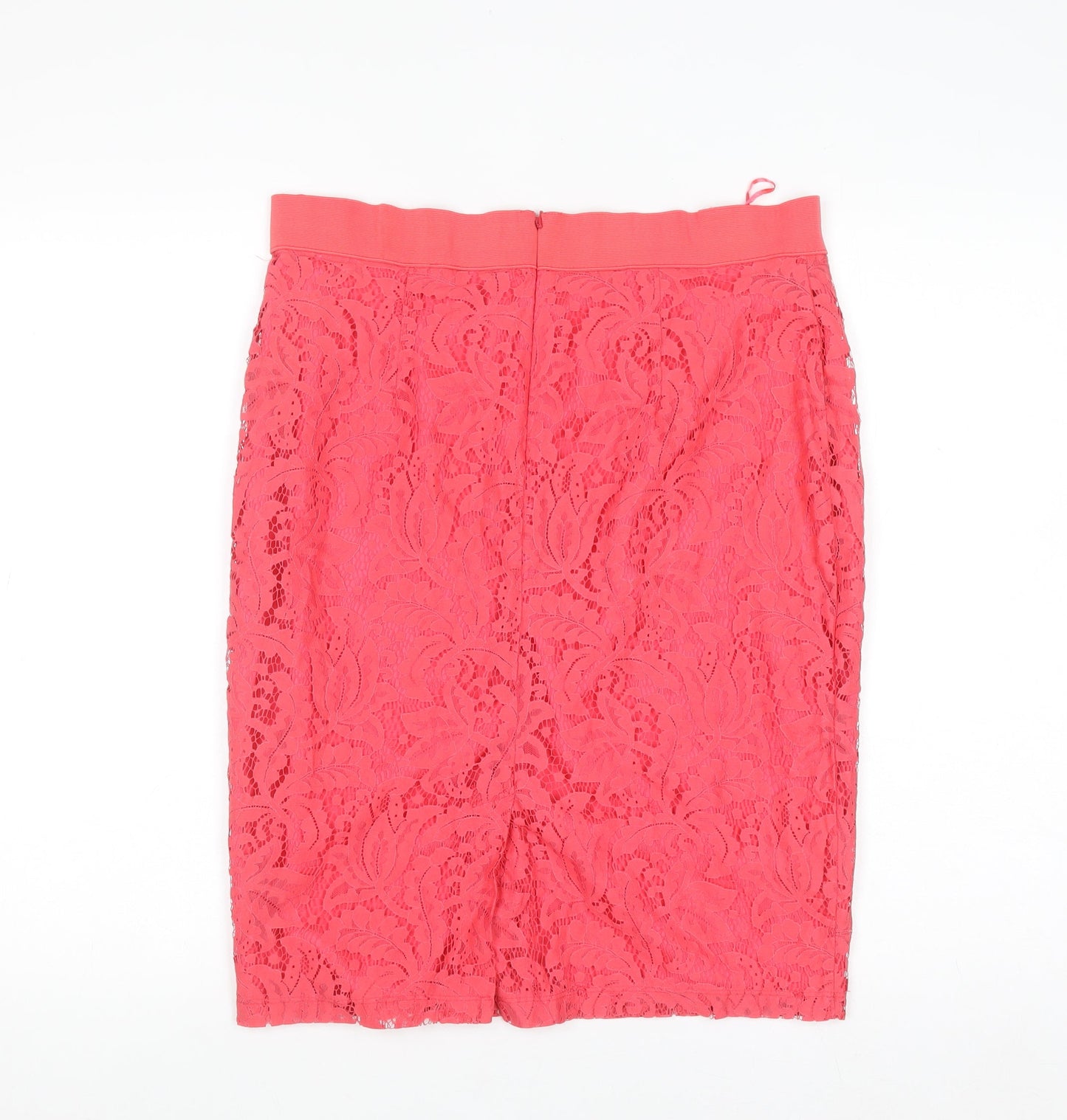 Dunnes Women Pink Lace Pencil Skirt Size 12 Knee Length
