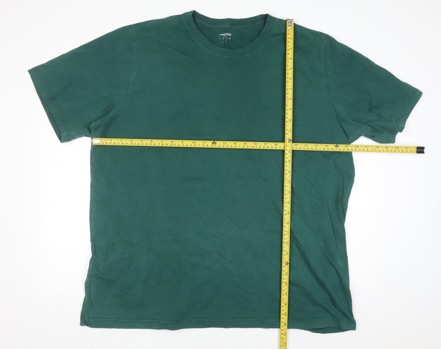 Lands’ End Men’s Green Cotton Crew Neck Short Sleeve T-Shirt Size L