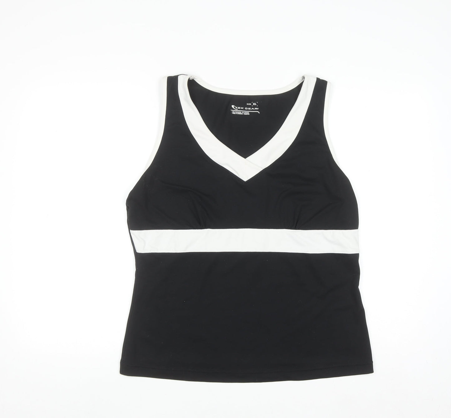 Tek Gear Women's Black XL V-Neck Colourblock Active Tank Top