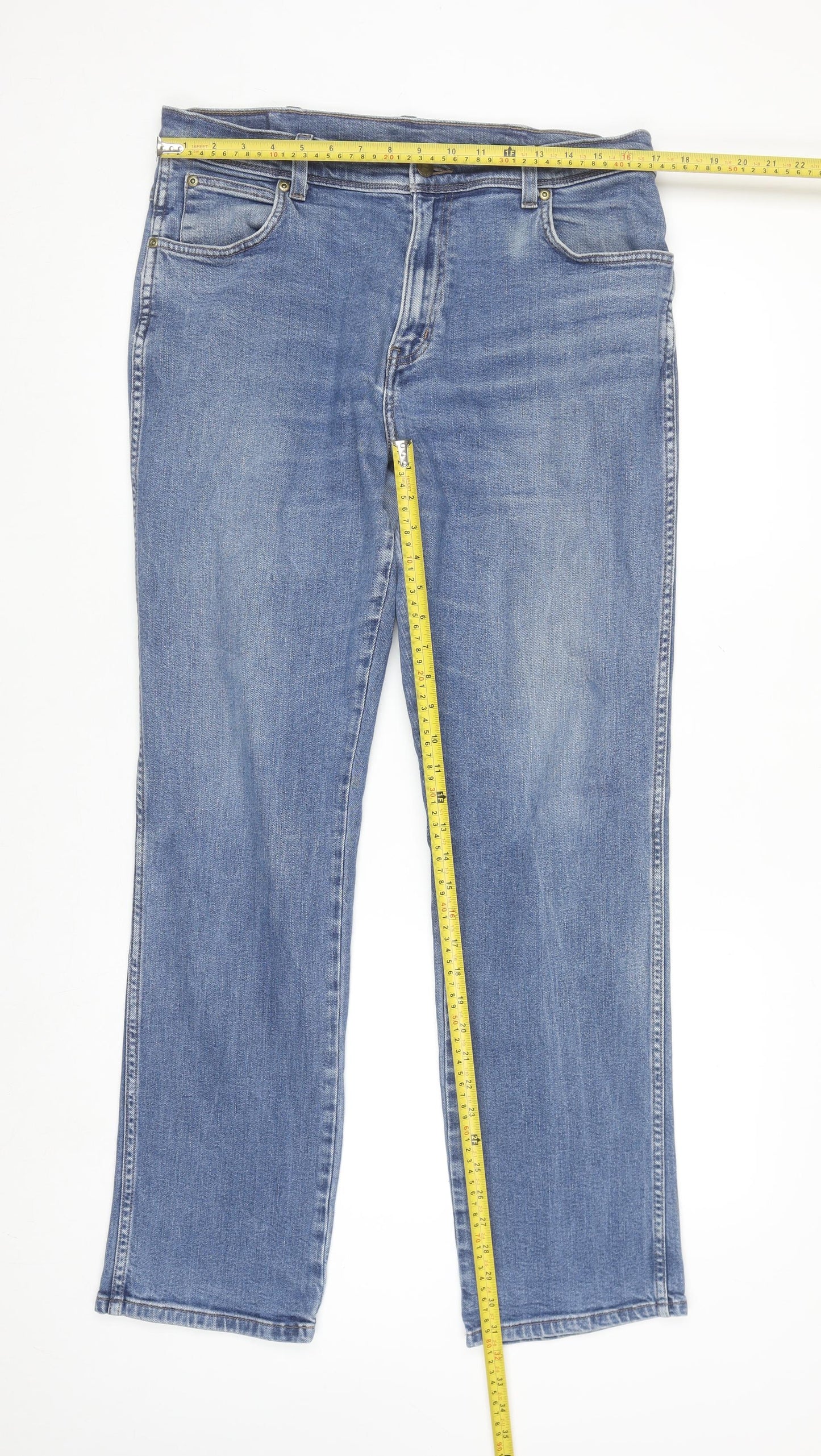 Wrangler Men's Blue Regular Fit Straight Denim Jeans W36 L34