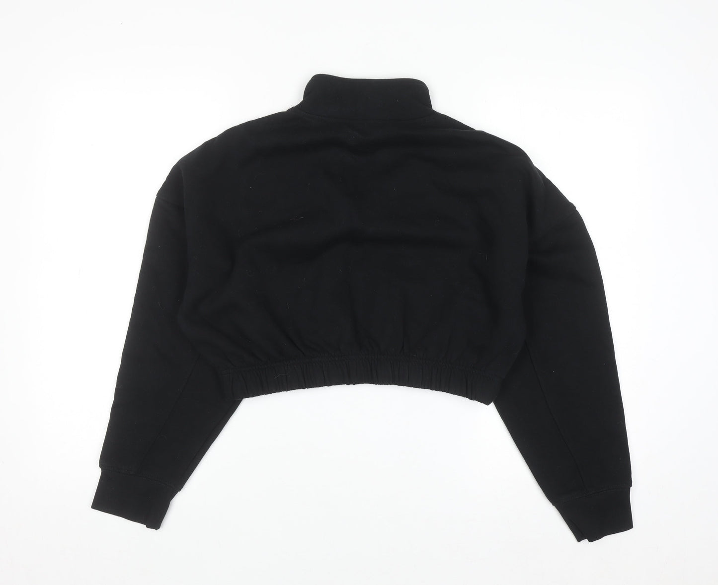 Lonsdale Women Black 1/2 Zip Cropped Sweatshirt Size 12 Cotton Blend