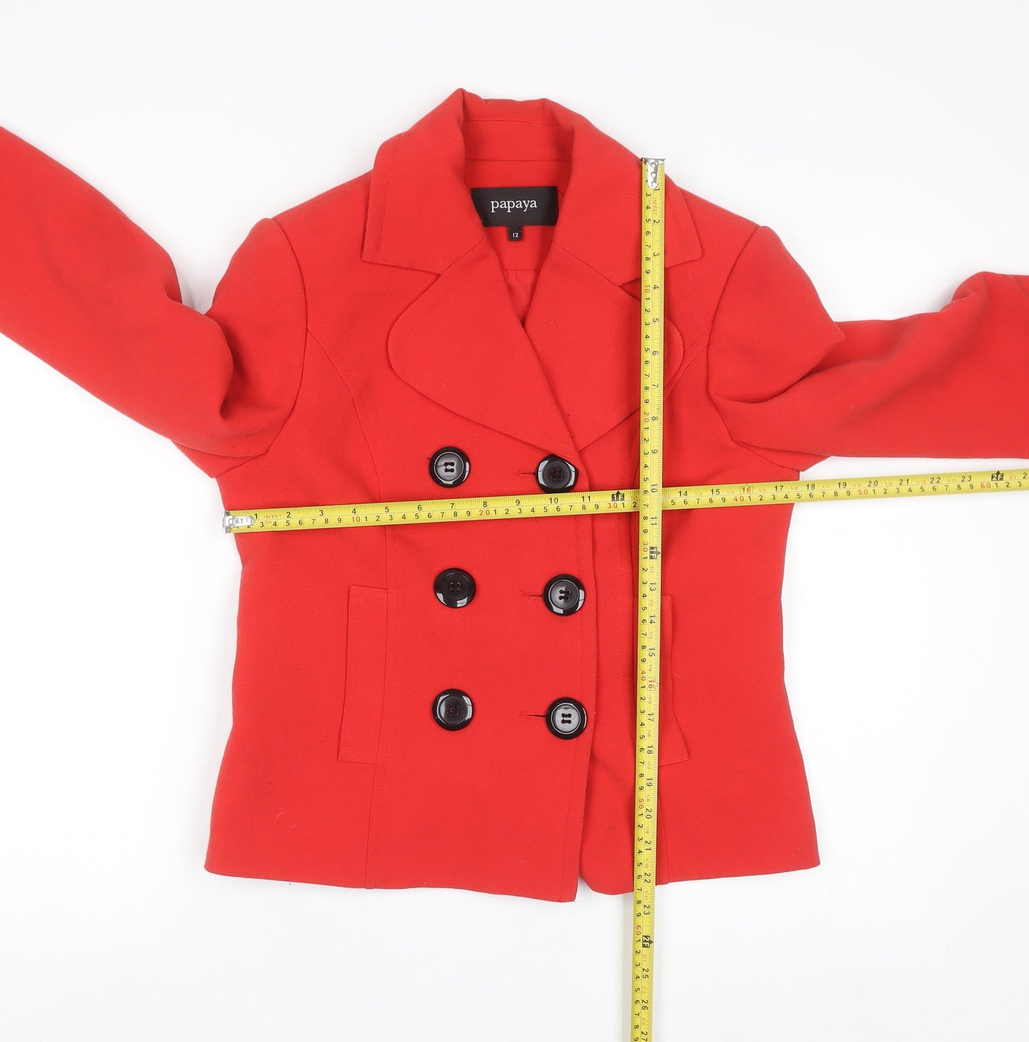 Papaya Women's Red Size 12 Pea Coat Jacket Classic Short