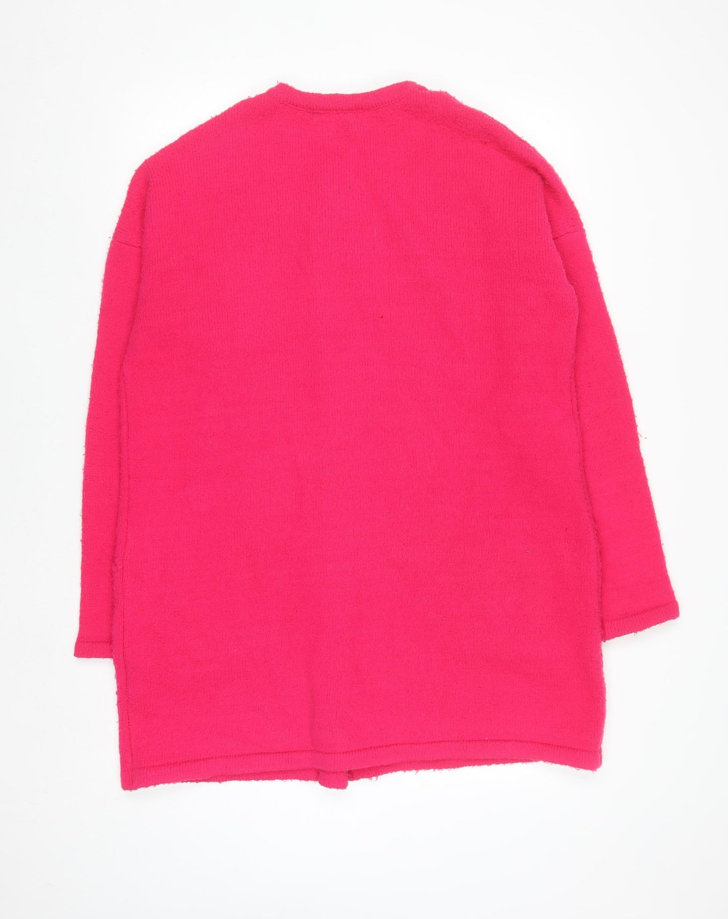 Primark Women's Pink Full Zip Knit Jumper L Long Sleeve