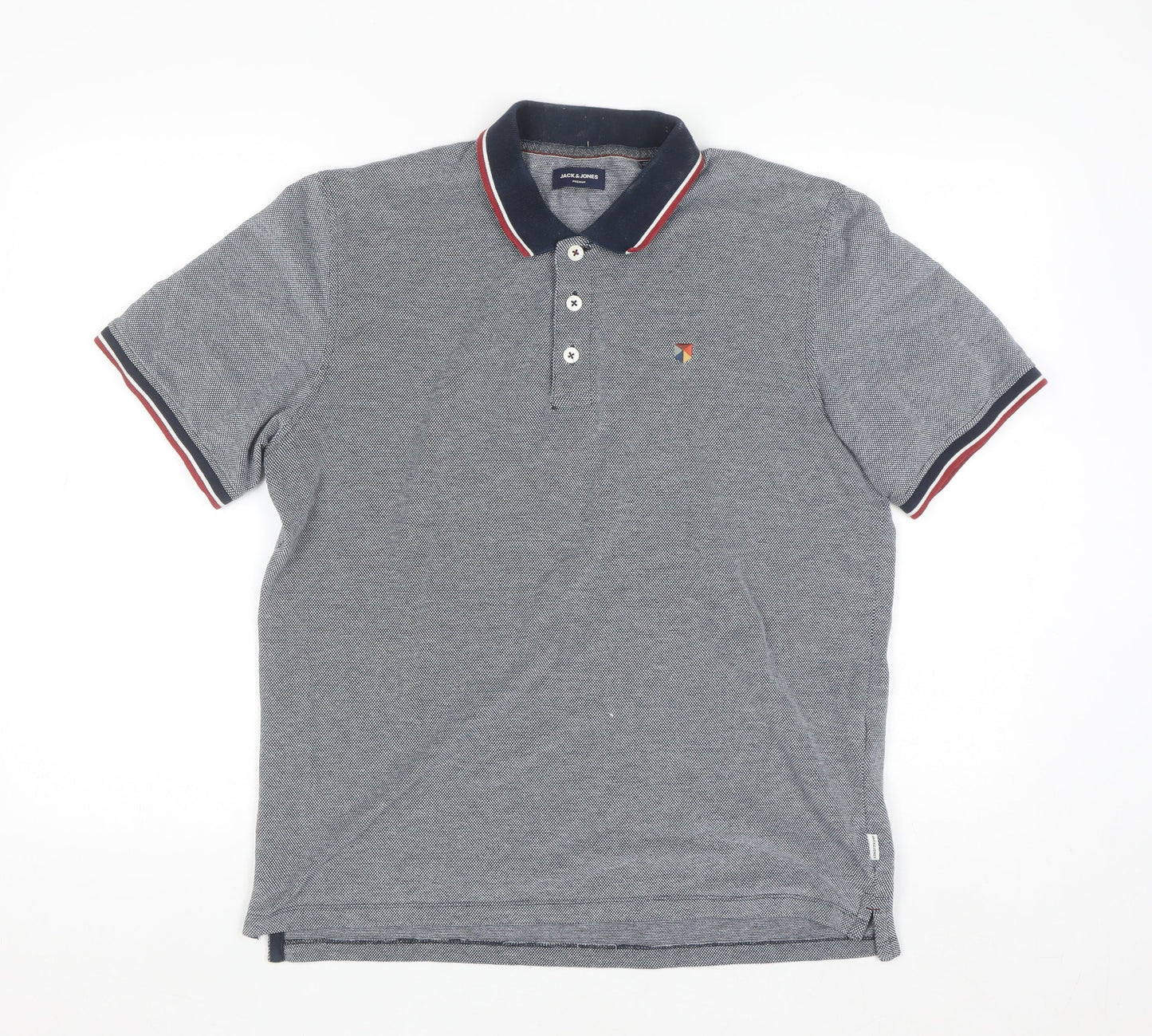 Jack & Jones Men's Grey Cotton Polo Shirt Size M Regular Fit