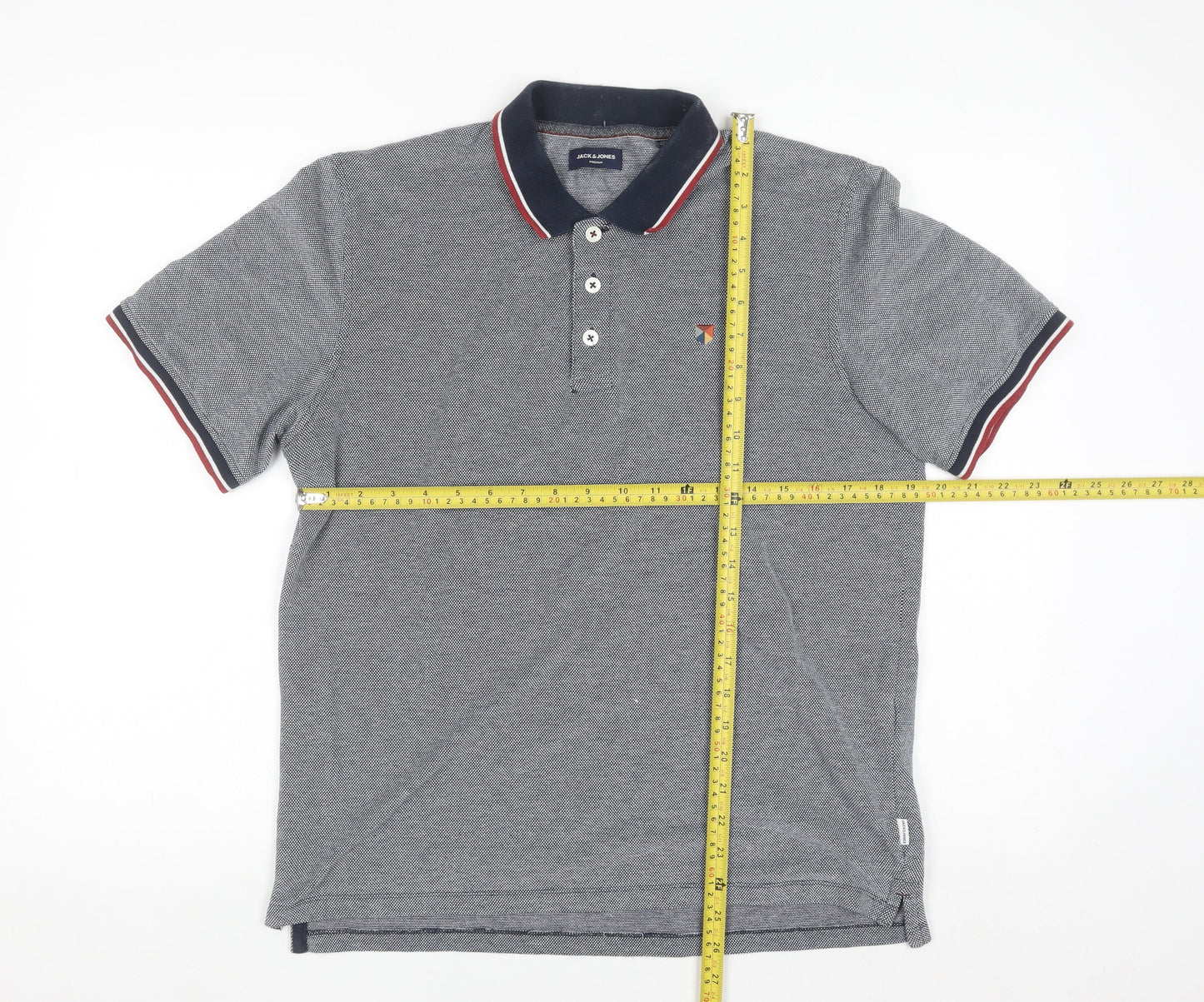Jack & Jones Men's Grey Cotton Polo Shirt Size M Regular Fit