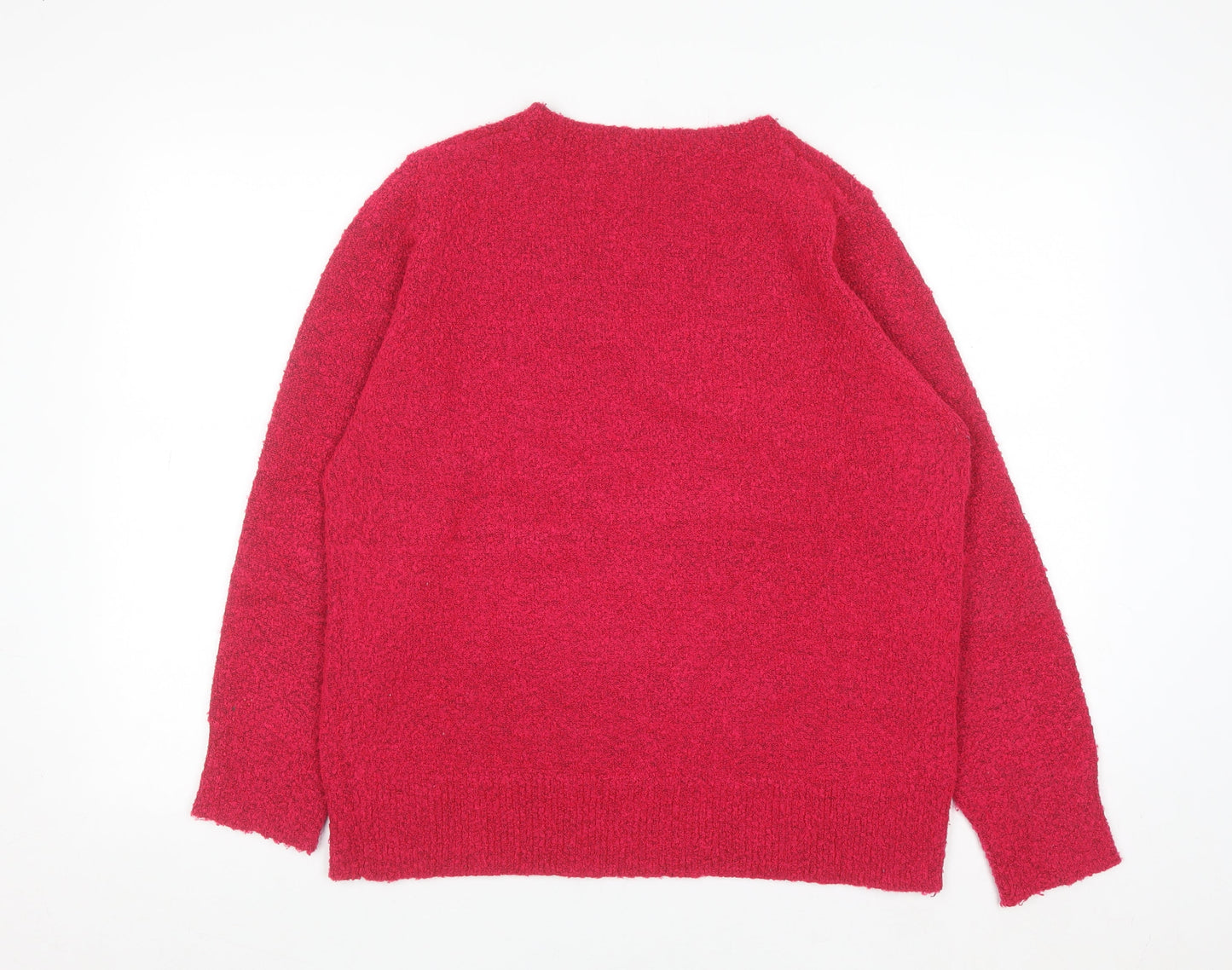 M&Co Women’s Bright Pink V-Neck Button Knit Jumper Size 18