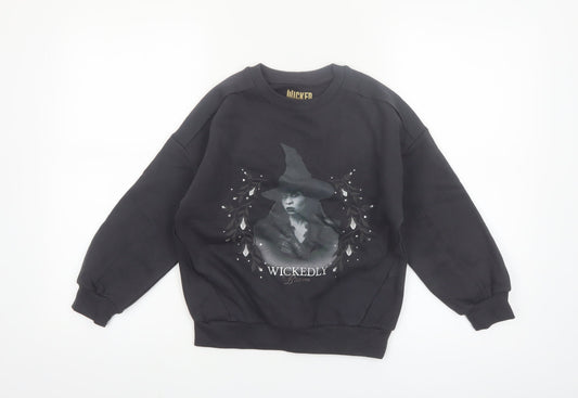 Marks and Spencer Girls Black Wicked Witch Pullover Sweatshirt 7-8 Years