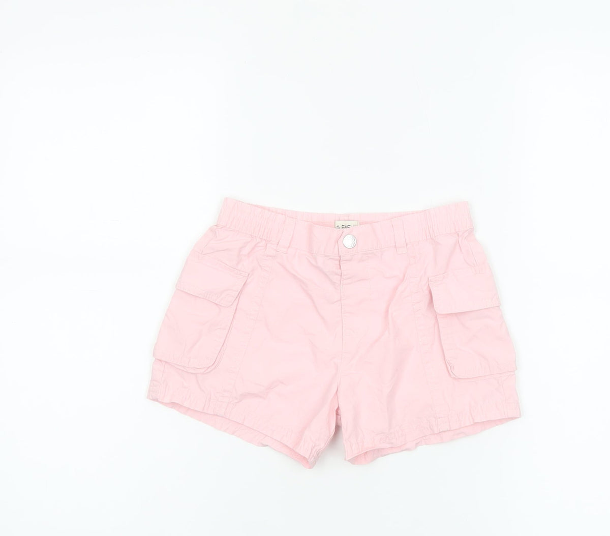 F&F Girls Pink Cotton Cargo Shorts 5-6 Years Elastic Waist Pockets
