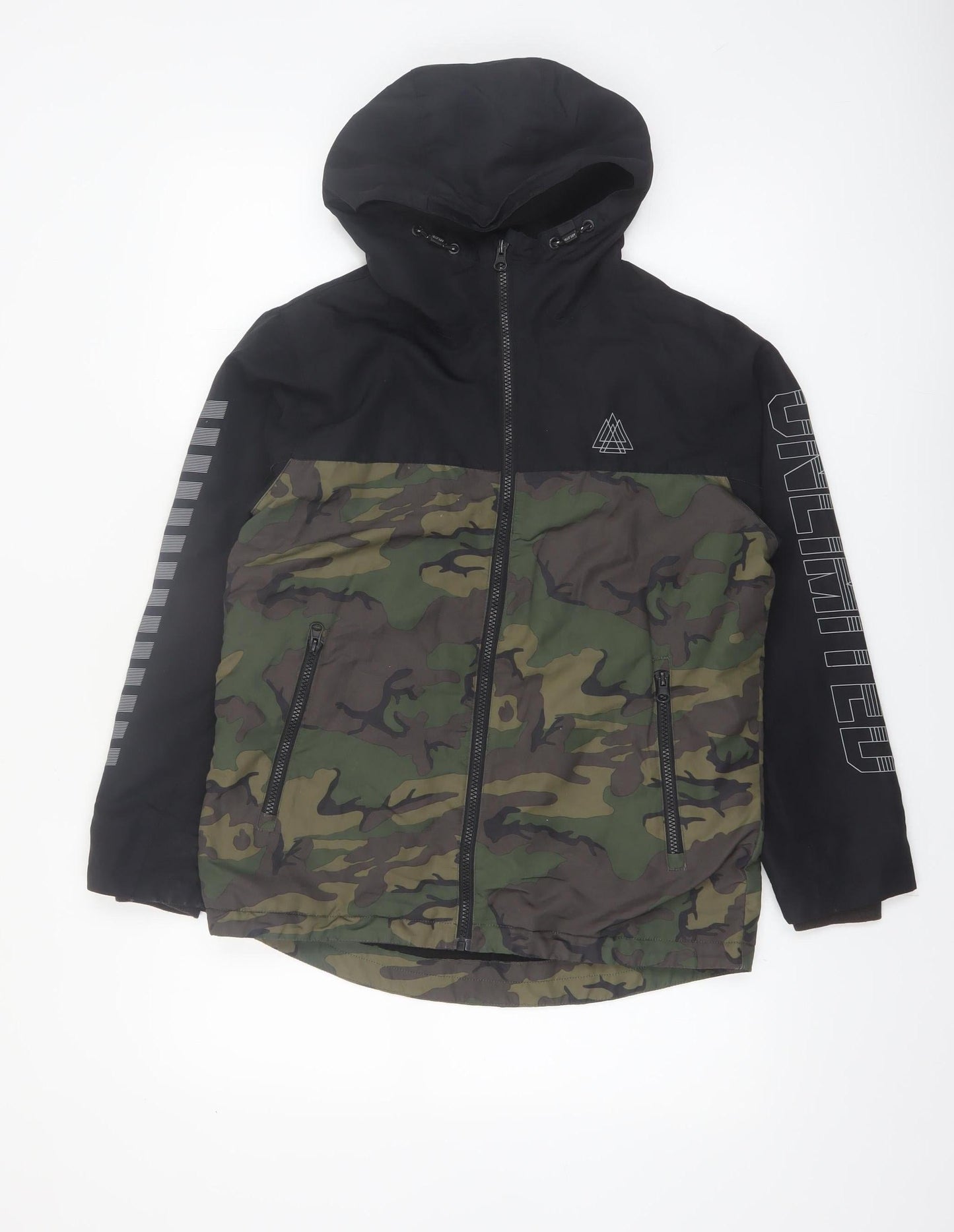 Next Boys Green Camouflage Hooded Windbreaker Jacket 12 Years